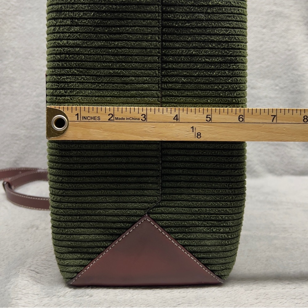 Frances Valentine Large Margaret Olive Green Corduroy And Leather Tote Bag - Picture 13 of 14